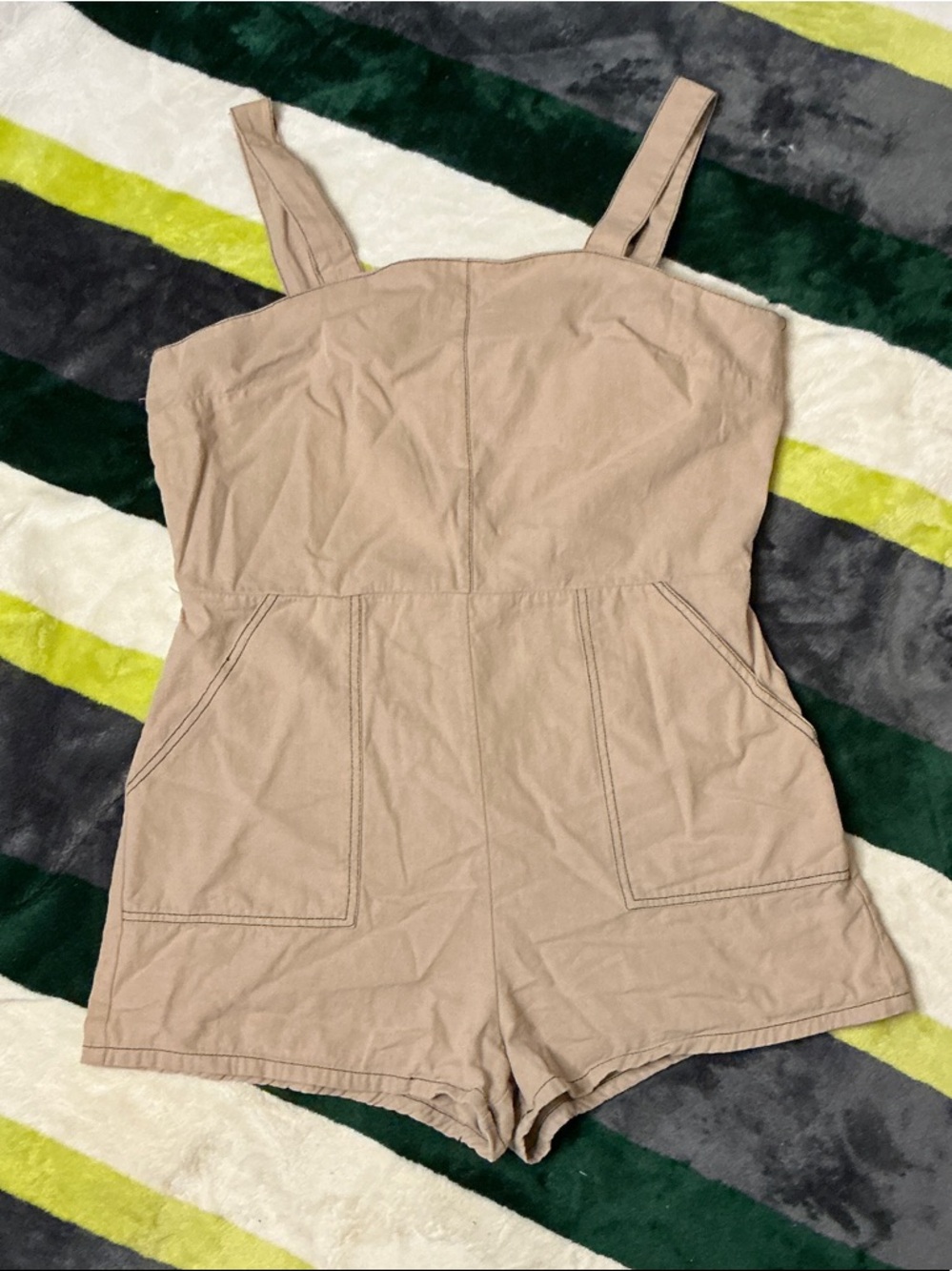 She + Sky Beige Strappy Romper Size L